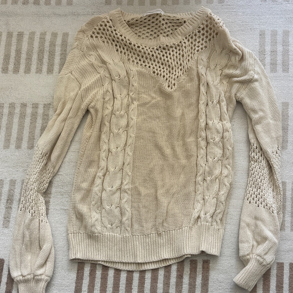 Lovers + Friends Beige Cable Knit Sweater